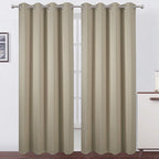 LEMOMO Blackout Curtains 66 x 84 inch/Beige Curtains Set of 2 Panels/Thermal Insulated Room Darkening Bedroom Curtains