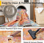 Washable Area Rugs 3'x5' Non-Slip Modern Abstract Soft for Living Room Entryway Bedroom Nursery, Print Pattern, Orange Blue Pink Yellow Colorful