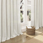 Nanspring Mousse White Linen Curtains 120 Inches Long for Living Room Light Filtering Semi Sheer Curtain Back Tab Coastal Decor Luxury Floor to Ceiling High Window for Bedroom 52x120, 2 Panels