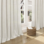 Nanspring Mousse White Curtains 90 Inches Long for Living Room Linen Light Filtering Semi Sheer Curtain Back Tab Rod Pocket Simple Modern Elegant Coastal Decor Drapes for Bedroom 52x90, 2 Panels