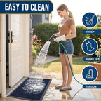 Smiry Front Door Mat Outside Entrance, Low Profile Rubber Doormat, 29.5x17
