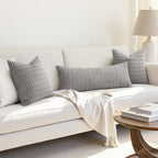 MIULEE Pack of 1 Light Grey Long Body Lumbar Decorative Throw Pillow Cover 14x36 Inch for Bed Couch Sofa Living Room Soft Boho Pillow Cover Modern Farmhouse Home Decor