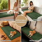 hyha Couch Covers for Dogs Washable, Non Slip Plush Dog Sofa Protectors, Fuzzy Pet Couch Covers for 3 Cushion Sofa Pet Friendly (Dark Green, 27.6" x 27.6")
