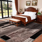 LIANLAM 6x9 Washable Area Rugs for Living Room and Bedroom, Vintage Checkered Pattern Non-Slip Carpet, Stain Resistant Low Pile Soft Rug for Dining Room,Office,Nursery,Kids Room(6x9,Gray)