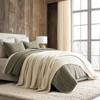 EVERGRACEHOME Chunky Chenille Knit Throw Blanket for Couch, Soft Luxurious Oversized King Moss Stitch Blanket for Bed, Large Cozy Farmhouse Knitted Throw for Sofa, Beige, 92" x 108"