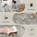 8x10 Area Rugs Washable Rug: Modern Abstract Living Room Rug Soft Anti-Skid Thin Carpet Indoor Floor Non-Shedding Carpets for Bedroom Dining Room Farmhouse Nursery Home Office Brown Black