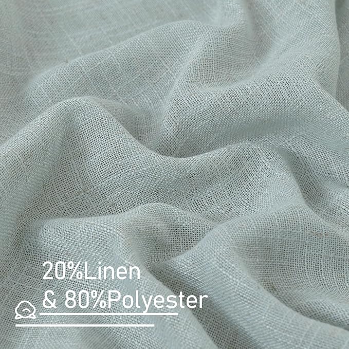 LAMIT Linen Curtains 108 Inches Long for Living Room, Semi Sheer Panels