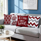 Hexagram Geometric Burgundy Pillow Covers 16x16 Set of 4, Decorative Outdoor Boho Modern Throw Pillow Covers, Home Sweet Home Farmhouse Cushion Case for Couch Sofa Bedroom Indoor Decor(No Insert)