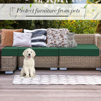 Newwiee Set of 4 Stretch Patio Cushion Covers Sofa Couch Seat Chair Slipcovers Cushion Cover Replacement Furniture Protector for Pets Washable(Pine Green,Seat Cover,Solid)