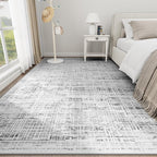 6x9 Area Rugs Washable Rug: Anti-Skid Abstract Modern Living Room Rug Soft Thin Carpets Indoor Floor Non-Shedding Carpet for Bedroom Dining Farmhouse Nursery Home Office (White Gray, 6'x9')