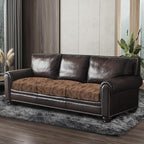 Leather Look Couch Cushion Covers Sofa Seat Slipcovers Sets Couches Furniture Protector for Sectional Armchair Loveseat Pets Kids Stretch Spandex Fabric (3 Cushion Sofa, Brown Leaf)