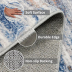 3x8 Washable Runner Rug for Family: Easy-to-Clean Runners for Hallway Entryway Kitchen Bedroom - Stain and Water Resistant Rugs with Non-Slip Backing - Soft Low-Pile Carpet Navy Grey