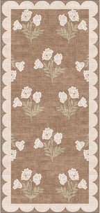 Front Door Mat Indoor Entrance - 2x4.3 Ft Floral Washable Layered Doormat Outdoor Entrance Porch Rug Non-Slip Tan Boho Farmhouse Runner Rug for Kitchen Hallway Bedroom Laundry Room Porch Decor