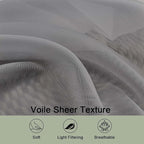 OWENIE Sheer Grey Curtains 108 Inches Long for Living Room Bedroom 2 Panels Set, Lightweight Airy Grey Sheer Curtain, Filmy Voile Rod Pocket, 2 PCS, Each 59" W x 108" L