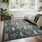 Washable Rugs 8x10 Area Rugs for Living Room,Bedroom,Dining Room- Large Ultra Soft Faux Wool Retro Carpet,Non Slip&Non-Shedding Low Pile Vintage Print Rug for Home Office Dorm-Dark Green