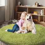 Super Soft Circle Rugs for Girls Princess Castle Toddlers Play Tent 4 Diameter Circular Area Rugs for Kids Bedroom Baby Room Decor Round Shag Playhouse Carpets(Φ4, Grass Green)