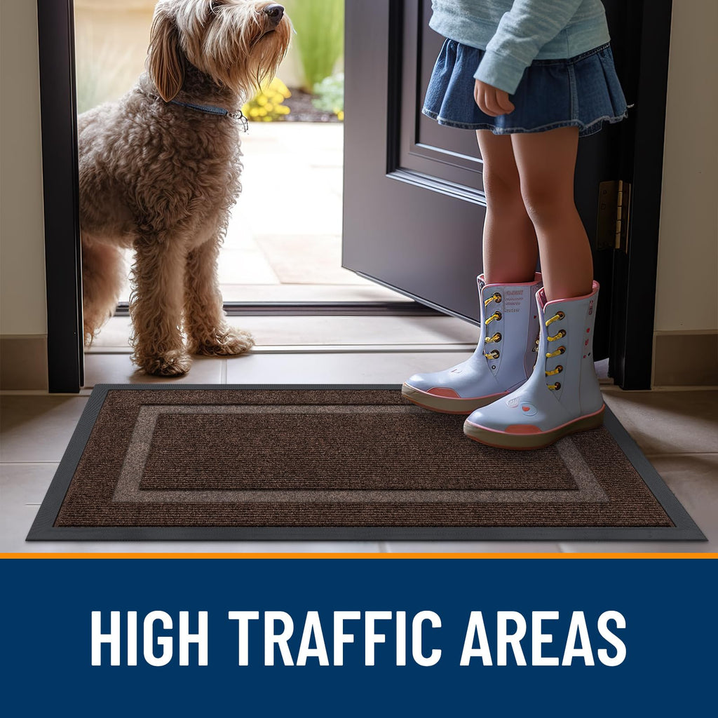 OLANLY Front Door Mat Outside 29.5x17, All-Season Heavy-Duty Rubber Doormat