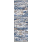 KOZYFLY Modern Abstract Hallway Runner Rug, 2.6x8 Washable Rug Runner Non-Slip Soft Striped Kitchen Runner Rugs, Print Blue Rust Carpet Runner for Entryway Bathroom Laundry Room Foyer
