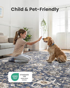 AMADA HOMEFURNISHING 2x5 Washable Runner Rug, Low-Profile Kitchen Rugs with Non-Slip Backing & Durable Edge Binding, Vintage Entryway Runner Rug for Bedroom & Hallway