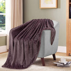 TOONOW Fleece Blanket Textured Fuzzy Plush Throw Blanket Twin Size 60" x 80", Super Soft Fluffy Bed Blanket Geometric Pattern Comfy Microfiber Flannel Blankets for Couch, Bed, Sofa, Purple