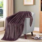 TOONOW Fleece Blanket Super Soft Cozy Throw Blanket 50" x 60", Lightweight Fuzzy Comfy Textured Flannel Blanket Warm Plush Throw Blankets for Couch, Sofa, Bed, Purple