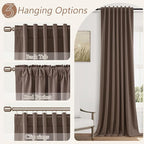 Guken 100% Blackout Curtains 108 Inch Length 2 Panels Set for Living Room Bedroom Back Tab Thermal Insulated Black Out Linen Drapes Room Darkening Mocha Mousse,52x108