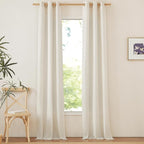 NICETOWN Linen Curtains 96 inches Long for Living Room, Grommet Semi Sheer Drapes Linen Weave Window Treatments Privacy Added with Light Filtering for Bedroom, Natural, W34 x L96, 2 Panels