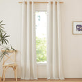 NICETOWN Linen Curtains for Windows 90 inch Long, Grommet Semi Sheer Vertical Drapes Privacy Added with Light Filtering for Bedroom/Living Room, Natural, W34 x L90, 2 Pieces