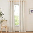 NICETOWN Linen Curtains for Windows 90 inch Long, Grommet Semi Sheer Vertical Drapes Privacy Added with Light Filtering for Bedroom/Living Room, Natural, W34 x L90, 2 Pieces
