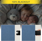 Denim Blue Living Room Black Out Curtains 63 Inch Long Insulated Thermal Darkening Kitchen Drape for Windows Over Sink Boho Linen Textured Blackout Curtain for Dining Room Kids Bedroom Basement Office