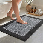 Bathroom Rugs 30x20 Non Slip Washable, Dark Grey Bath Mat for Bathroom Floor Tub, Soft Absorbent Quick Dry Mats for Shower, Bathtub,Home Decor