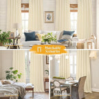 LAMIT Beige Linen Window Curtains 72 Inch Length 2 Panels, Thick Linen Textured Light Filtering Rod Pocket Burlap Boho Neutral Privacy Drapes for Bedroom/Living Room, Beige, 52 x 72 Inch