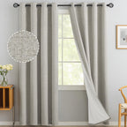 Yakamok Oatmeal Linen Textured Curtains 90 Inches Long for Living Room