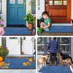 Smiry Front Door Mat Outside Entrance, Low Profile Rubber Doormat, 47x23