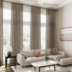 Extra Long Curtains 2 Panels 102 Inches Long for Living Room Dark Taupe Back Tab Rod Pocket Light Filtering Semi Sheer Drapes Cotton Linen Textured Window Curtain 102 Inch Length for Bedroom 9 FT
