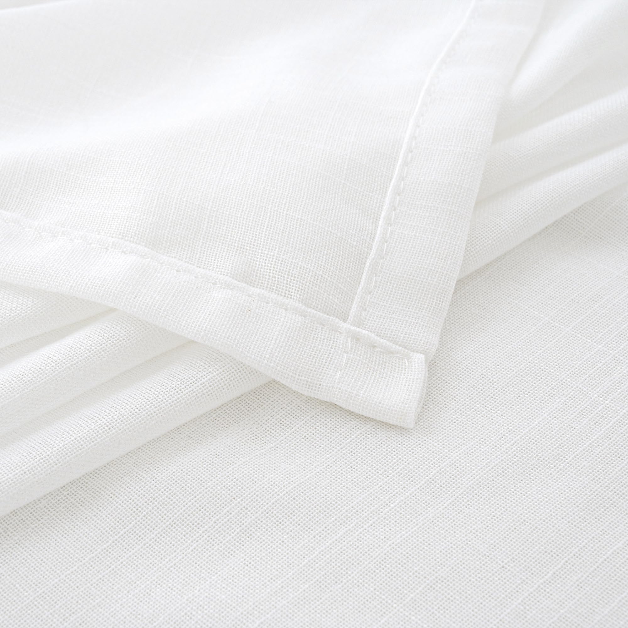 BGment White Linen Curtains 54 Inch Length for Living Room - Rod Pocket Textured Drapes Light Filtering for Bedroom Country Decorative Lightweight Natural Rustic, 2 Panels Set, 42 X 54 Inch