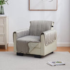 Great Bay Home Velvet Chair Cover - Washable Slipcover Furniture Protector with Elastic Straps - Furniture Cover for Dogs, Kids, and Pets - Stitched Detail (Wild Dove Grey)