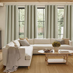 NICETOWN Short Faux Linen Beige Blackout Curtains 63 inches Long for Kitchen - Privacy Panels for Living Room Bedroom, Modern Farmhouse Style Easy Care Grommet Top, 2 Panels, W42 by L63