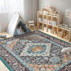 Lofus 5x7 Area Rugs for Living Room, Washable Area Rug, Rugs for Bedroom, Kitchen, Vintage Boho Carpet, Soft Non-Slip, Low Pile Large Area Rug for Office Dining Room, Floral Green