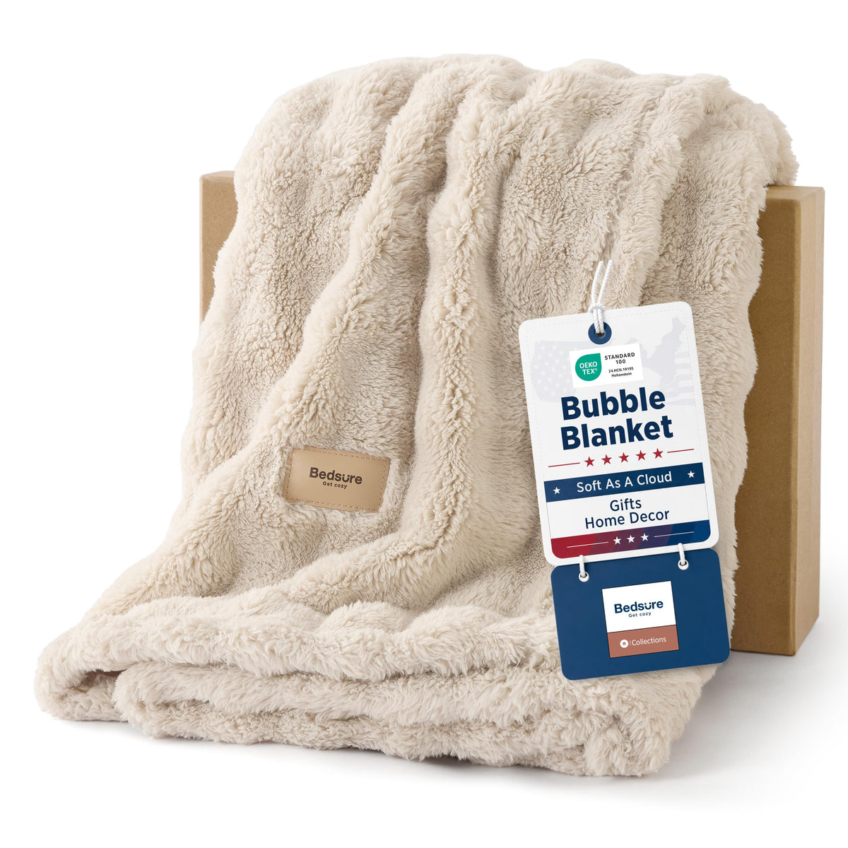 Bedsure Cloud Bubble Fleece Twin Blanket for Bed, Pink, 60"×80"
