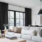 Black Linen Curtains 144 inches Long for Bedroom Back Tab Light Filtering Privacy Semi Sheer Black Curtains Living Room Boho Rustic Farmhouse Cotton Textured Gauze Curtain 2 Panel Set