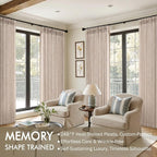 MIULEE Pinch Pleated Thick Linen Curtains 84 Inches Long 2 Panels for Living Room Bedroom, Linen Textured Memory Trained Drapes Pleat Back Tab Light Filtering Sand Beige Window Curtains with Hooks