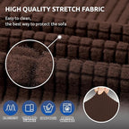 KEKUOU Stretch Loveseat Sofa Cover Slipcover,Couch Covers for 2 Cushion Couch Sofa (55"-78") Furniture Protector Sofa with Elastic Bottom for Kids,Dog. Jacquard Small Checked (Medium,Chocolate)