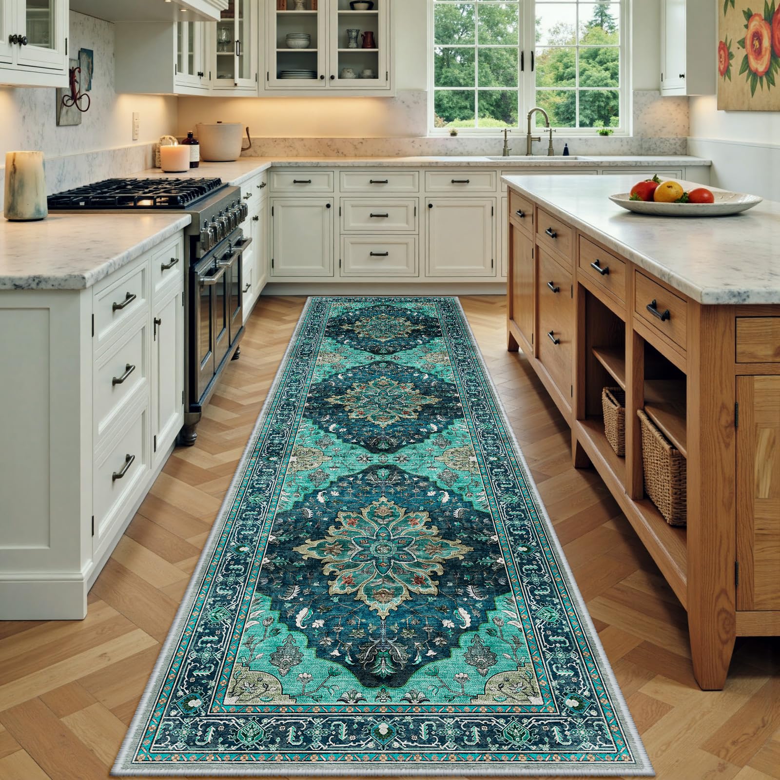 RELEANY Washable Area Rug, Runner 3'x9', Teal