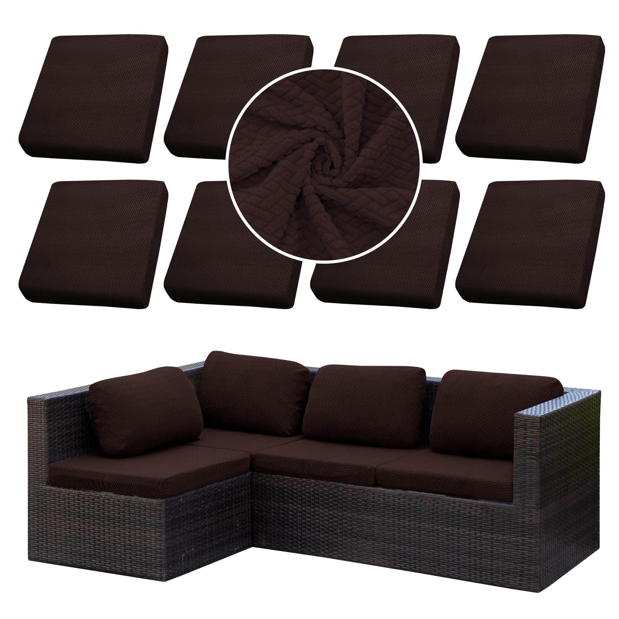 SUKAIKEQA 8PCS Patio Cushion Covers.Patio Furniture Couch SeatSlipcovers