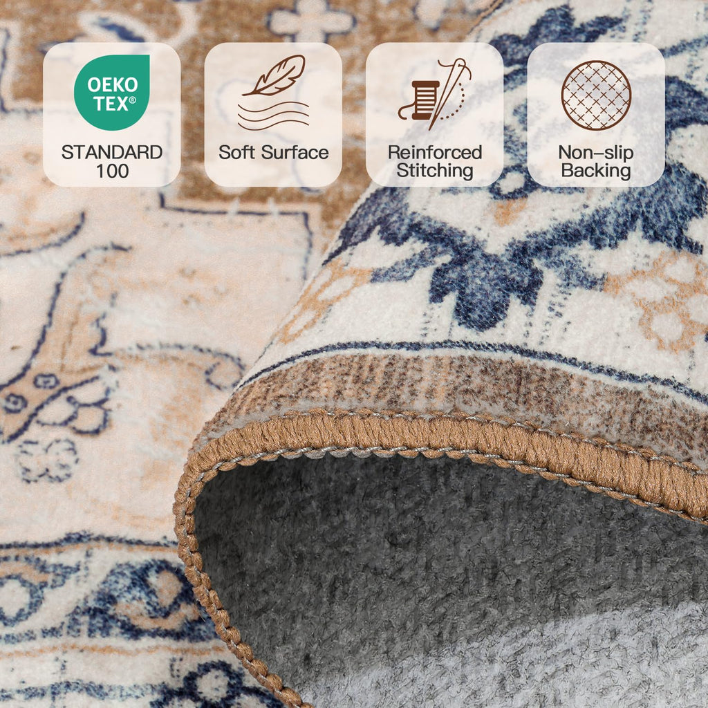 Lofus 3x5 Area Rugs for Living Room Bedroom, Small Carpet Floral Brown