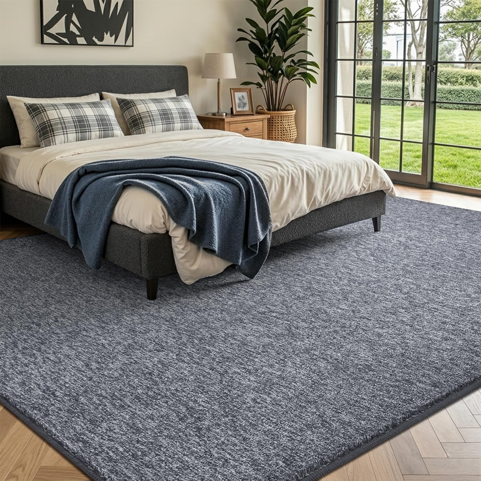 5x7 Grey Blue/White Area Rug Non-Slip Washable Soft for Living Room Bedroom