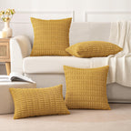 MIULEE Corduroy Decorative Throw Pillow Covers 20x20 Yellow Pack of 2