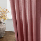 Nanspring Canyon Rose Linen Curtains 90 Inch Long 2 Panels Set for Bedroom Living Room Dusty Rose Linen Textured Window Drapes Semi Sheer Light Filtering Rod Pocket Back Tab Farmhouse Curtain 52x90