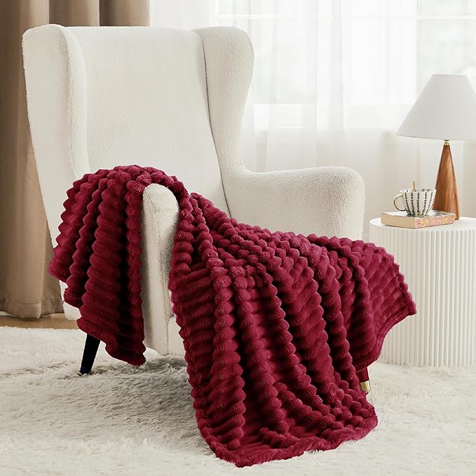 Bedsure GentleSoft Red Fleece Blanket for Couch - Cozy Soft Blankets for Women, Cute Small Throws for Girls, 60x80 Inches